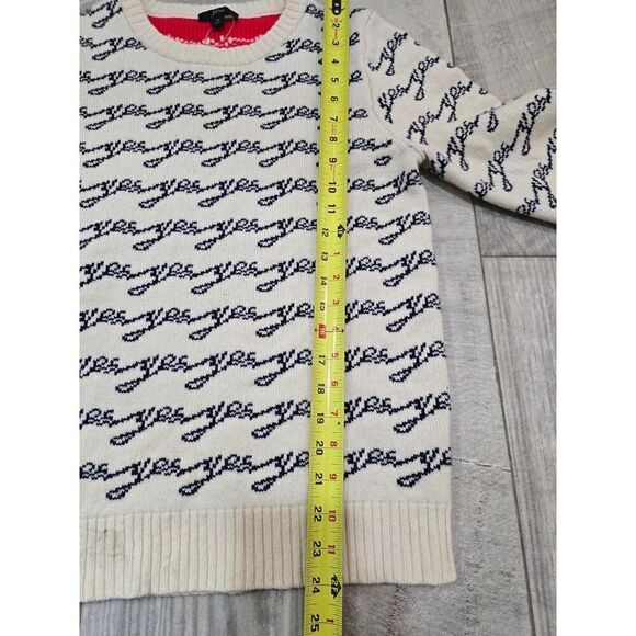 J.Crew Women’s Merino Wool Blend Cream Yes No Crew Neck Sweater Cozy Size M - Picture 10 of 12